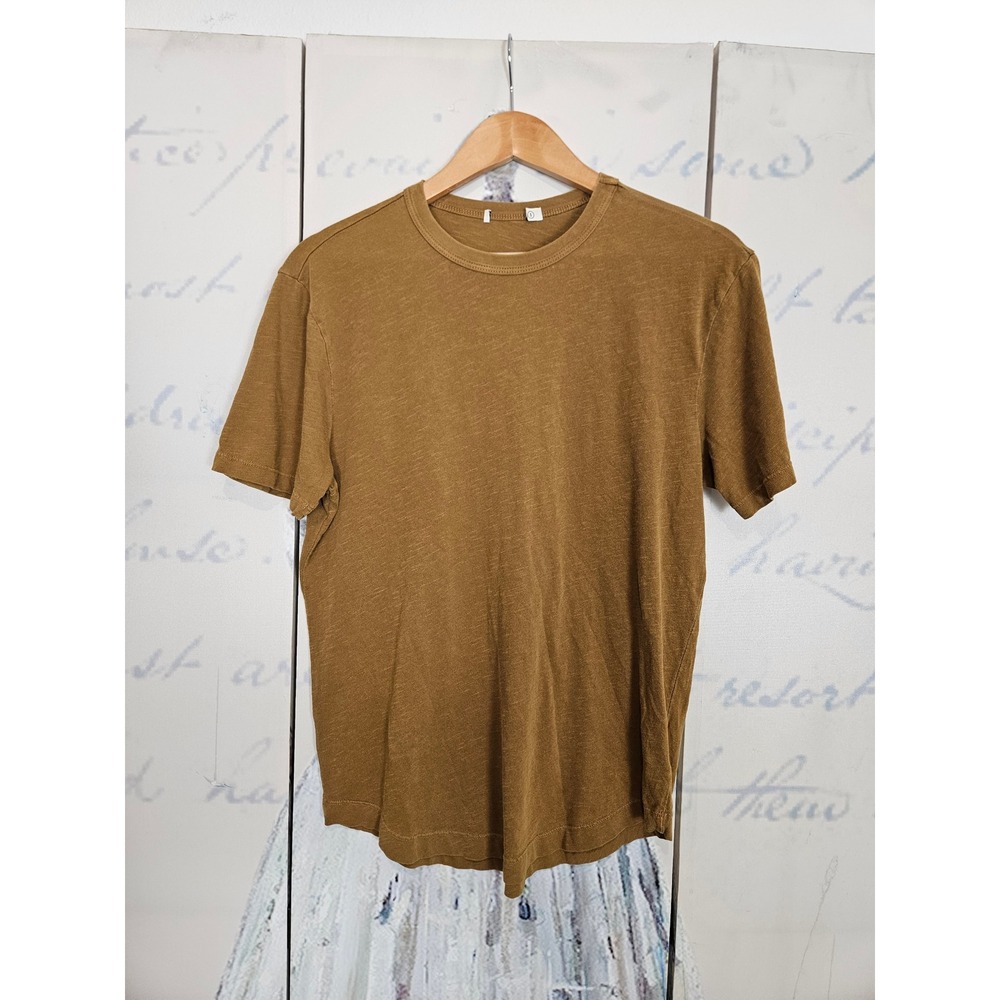 Buck Mason T Shirt Small Brown Slub Cotton Curved Hem Made in USA BM11001.102